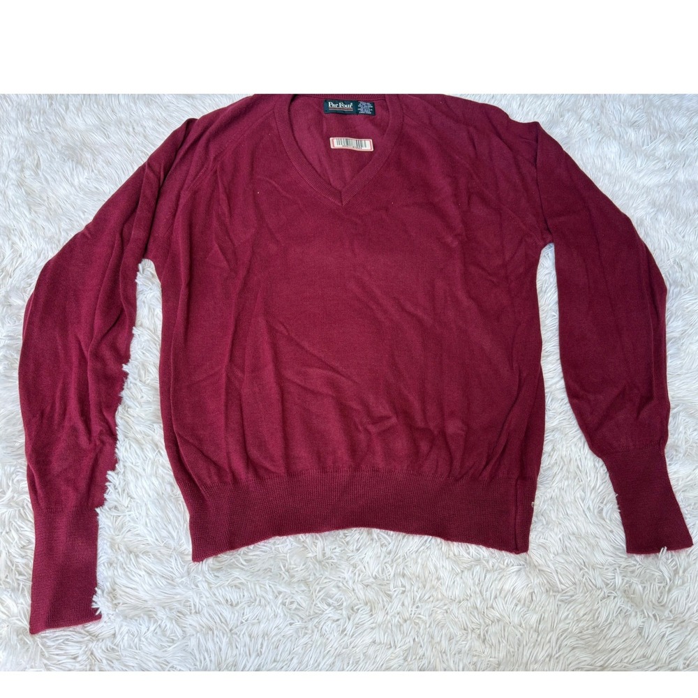 Par Four Sportswear Burgundy V-Neck Sweater Mens XL Orlon Acrylic Vintage USA